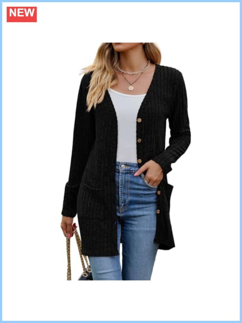 Women's Lightweight Knit Long Cardigan Open Front with Pockets Anti-Pilling